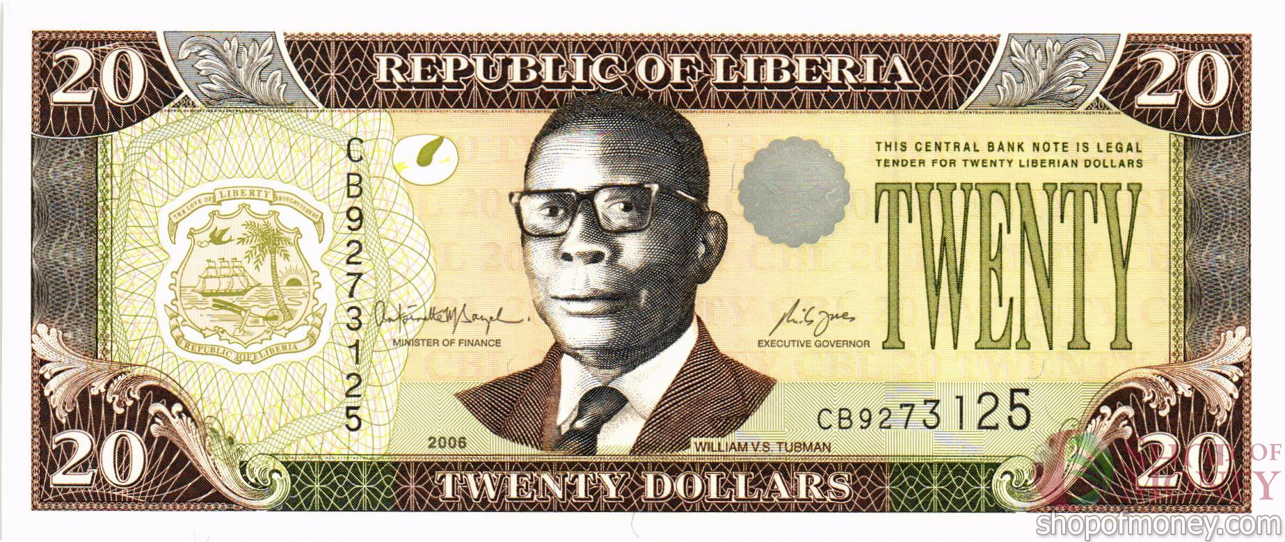 ЛИБЕРИЯ 20 ДОЛЛАРОВ