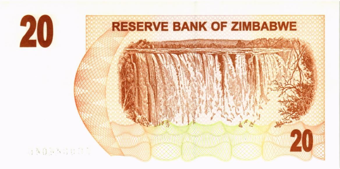 ЗИМБАБВЕ 20 ДОЛЛАРОВ мини 2