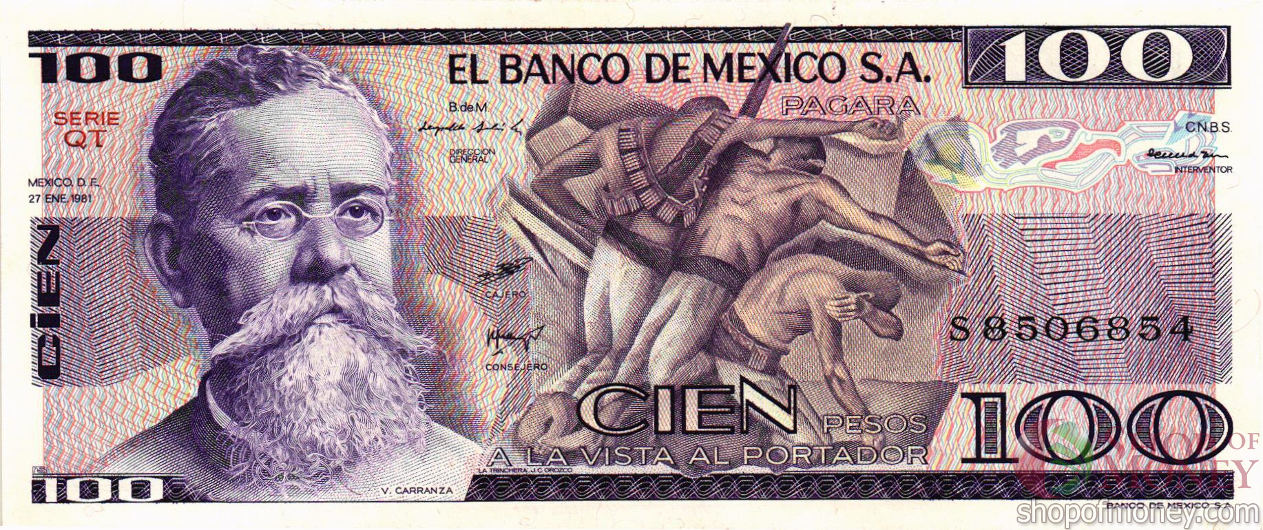 МЕКСИКА 100 ПЕСО (-QT- СЕРИЯ) мини 1