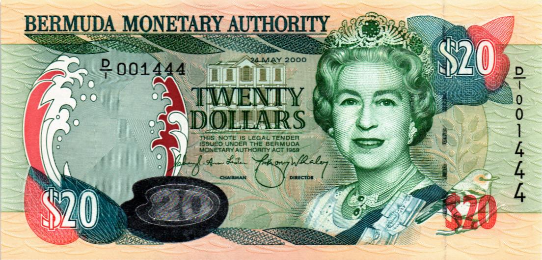 БЕРМУДСКИЕ ОСТРОВА 20 ДОЛЛАРОВ (ГОЛОГРАММА #1)