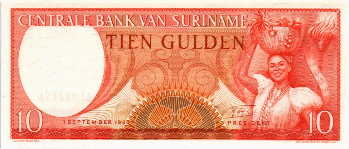 СУРИНАМ 10 ГУЛЬДЕНОВ мини 1