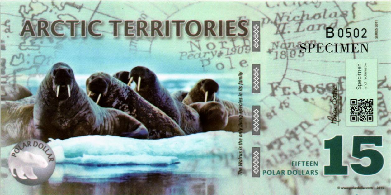 АРКТИЧЕСКИЕ ТЕРРИТОРИИ 15 ДОЛЛАРОВ (ОБРАЗЕЦ)