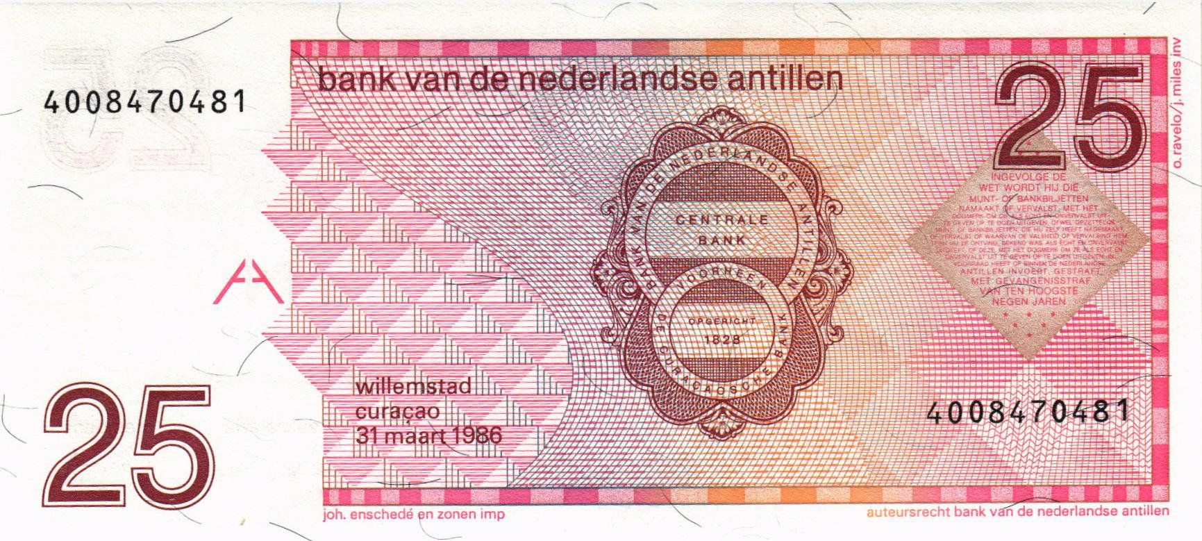 НИДЕРЛАНДСКИЕ АНТИЛЬСКИЕ ОСТРОВА 25 ГУЛЬДЕНОВ мини 2