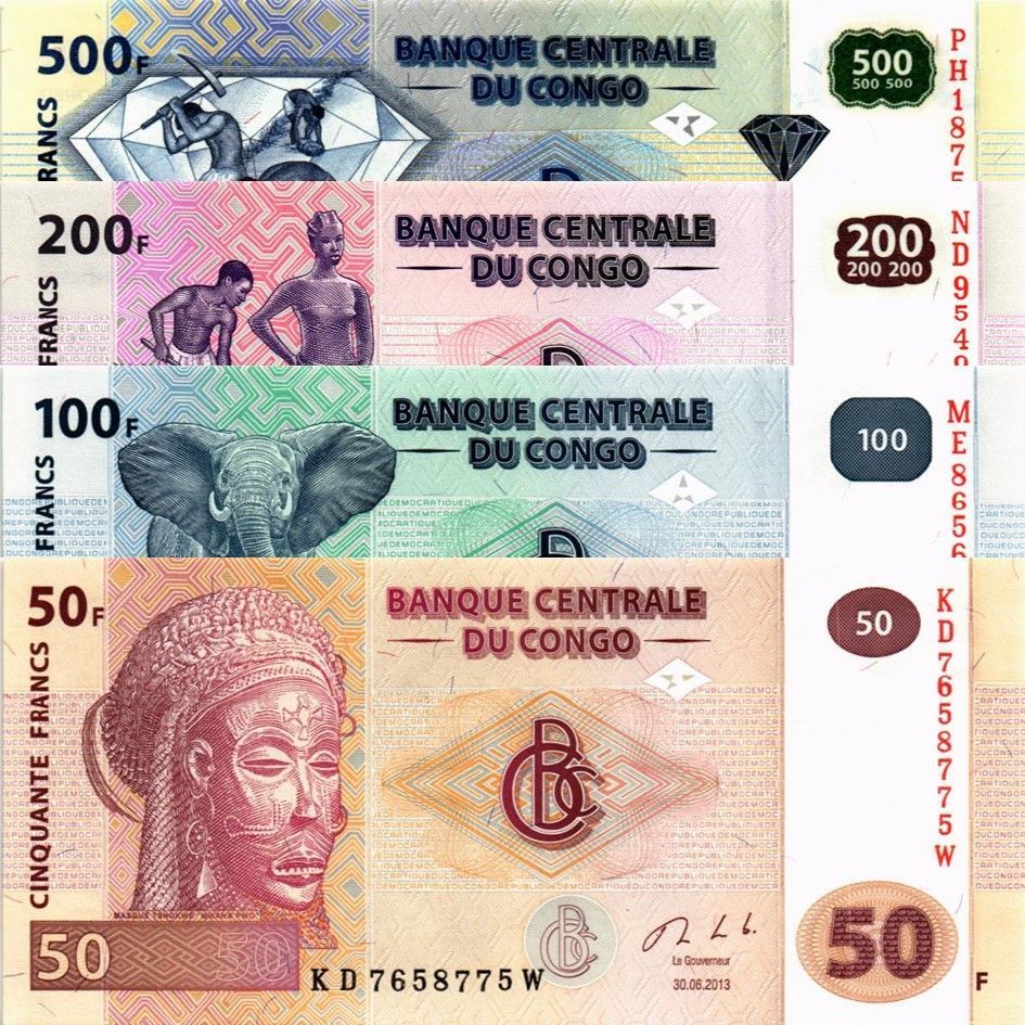 КОНГО ДР НАБОР 500-200-100-50 ФРАНКОВ мини 1