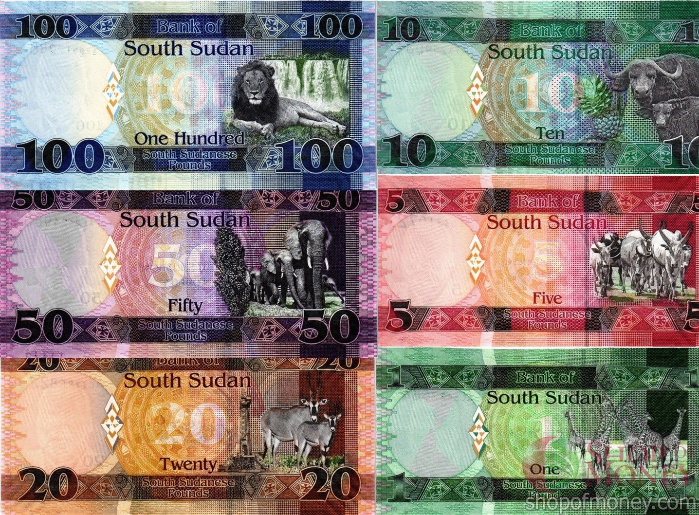 ЮЖНЫЙ СУДАН 1 5 10 20 50 100 ФУНТОВ мини 2