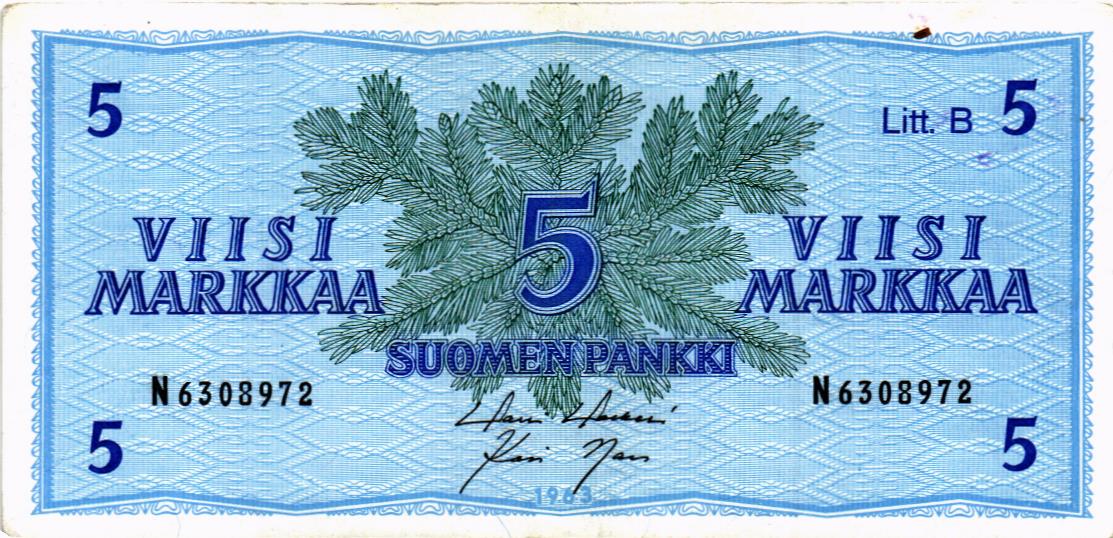 ФИНЛЯНДИЯ 5 МАРОК (Litt. B)