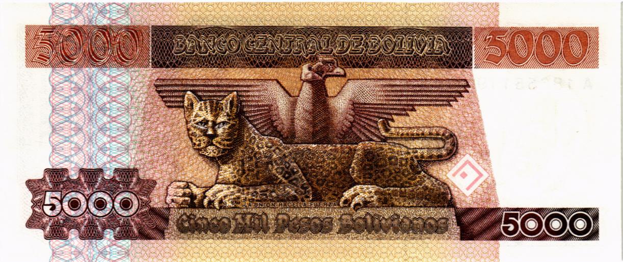 БОЛИВИЯ 5000 БОЛИВИАНОС мини 2