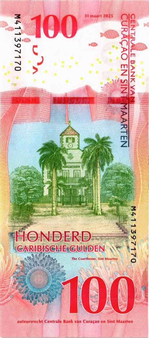 КЮРАСАО И СИНТ-МАРТЕН 100 ГУЛЬДЕНОВ мини 2