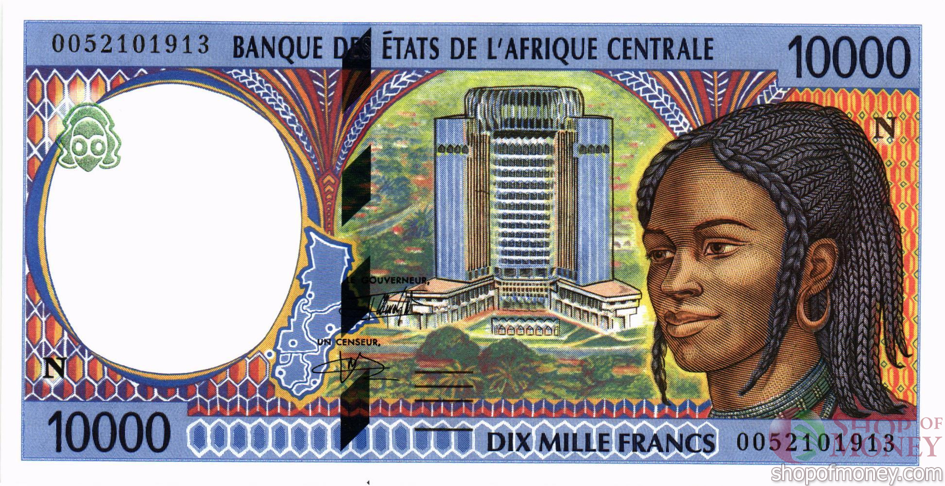 ГОСУДАРСТВА ЦЕНТРАЛЬНОЙ АФРИКИ (ЭКВАТОРИАЛЬНАЯ ГВИНЕЯ) 10000 ФРАНКОВ мини 1