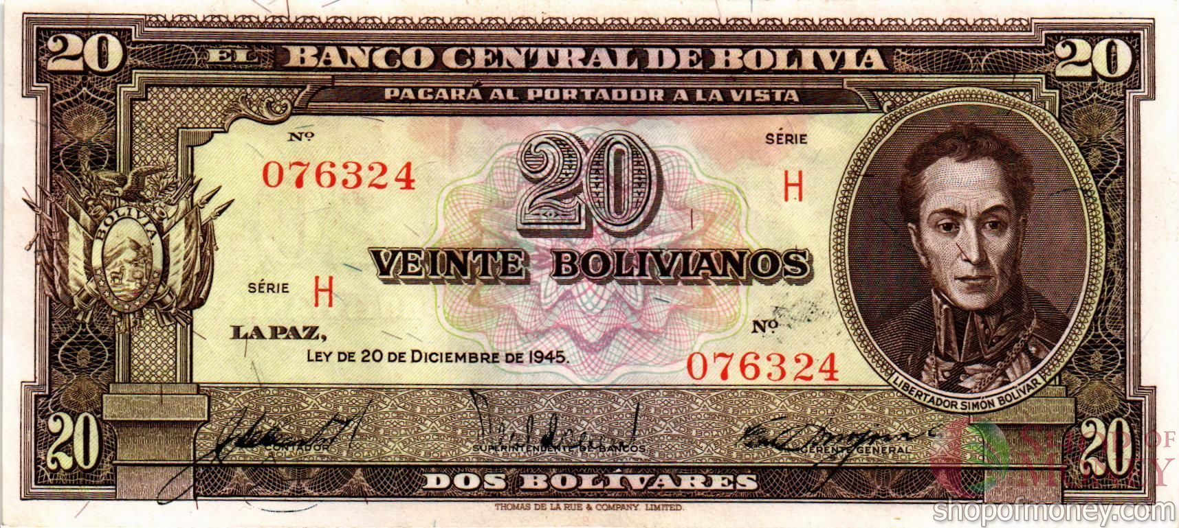БОЛИВИЯ 20 БОЛИВИАНО