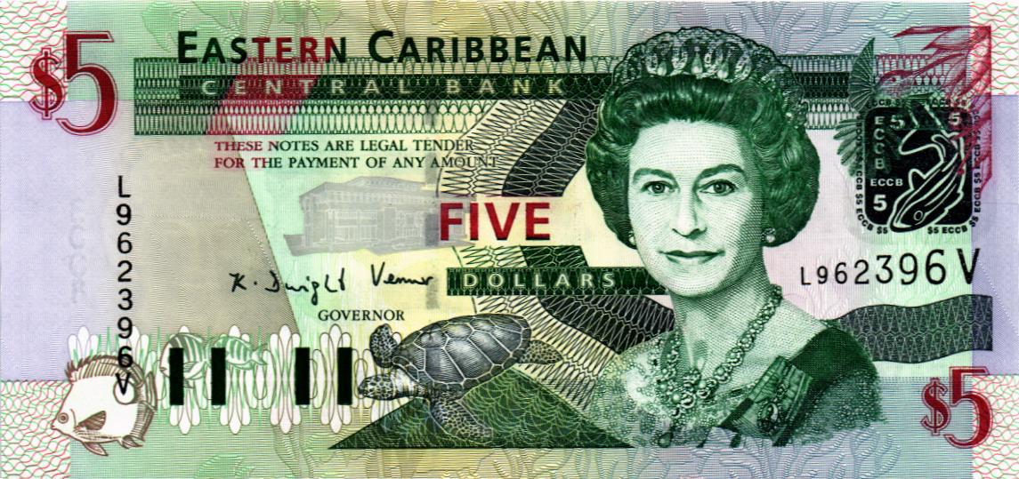 ВОСТОЧНЫЕ КАРИБЫ 5 ДОЛЛАРОВ (V - СЕНТ ВИНСЕНТ)