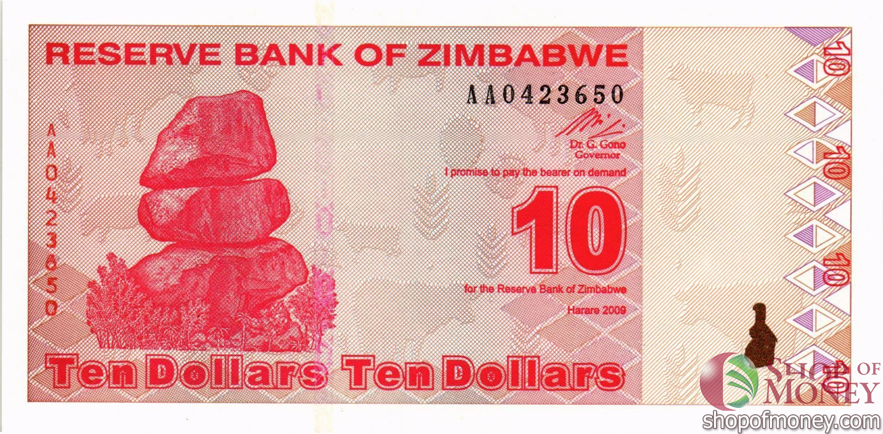 ЗИМБАБВЕ 10 ДОЛЛАРОВ мини 1