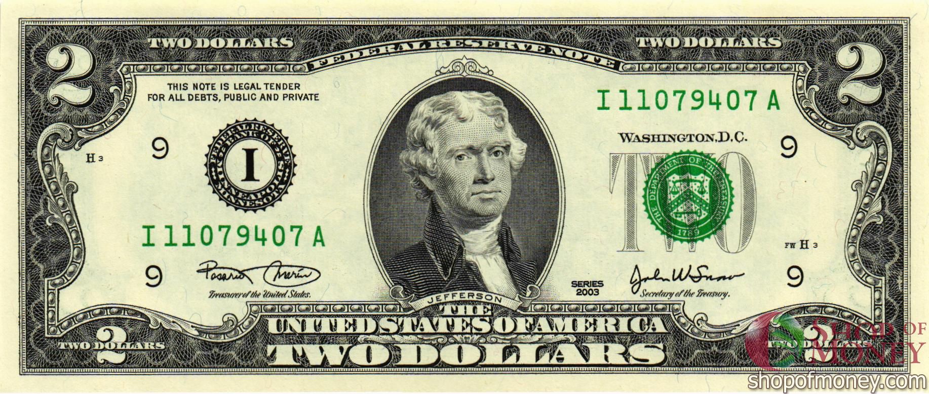 США 2 ДОЛЛАРА (F-Миннеаполис) мини 1