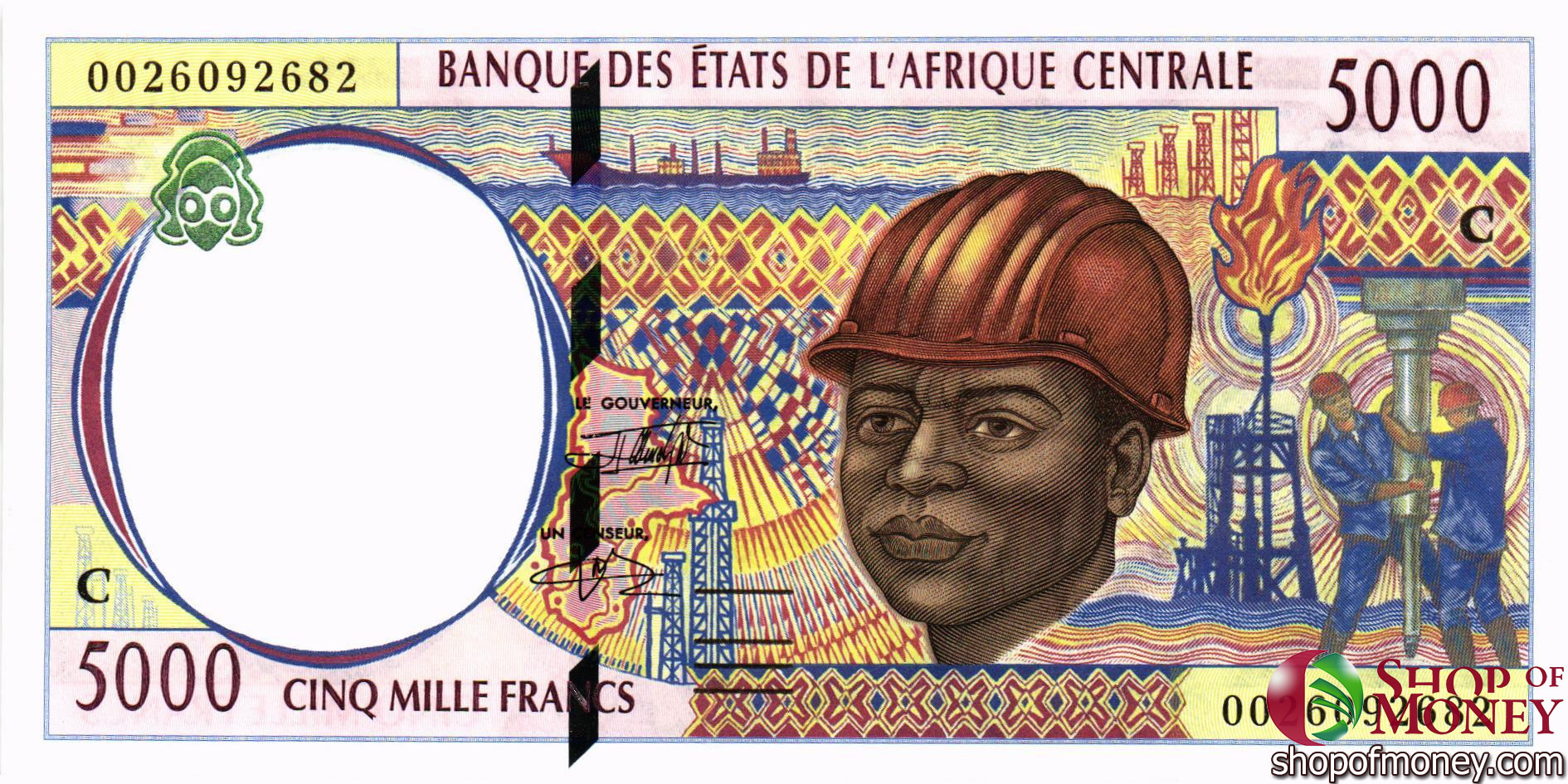 ГОСУДАРСТВА ЦЕНТРАЛЬНОЙ АФРИКИ (-C-КОНГО) 5000 ФРАНКОВ мини 1