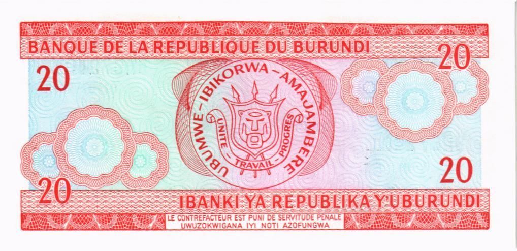 БУРУНДИ 20 ФРАНКОВ мини 2