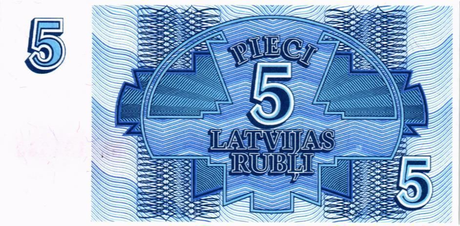 ЛАТВИЯ 5 РУБЛЕЙ мини 2