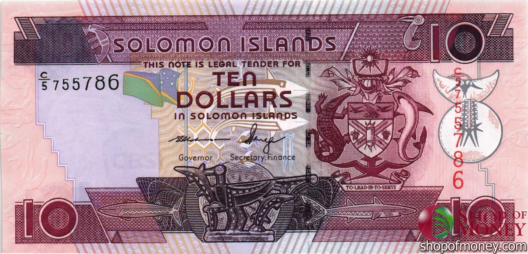 СОЛОМОНОВЫ ОСТРОВА 10 ДОЛЛАРОВ -C/5- СЕРИЯ мини 1