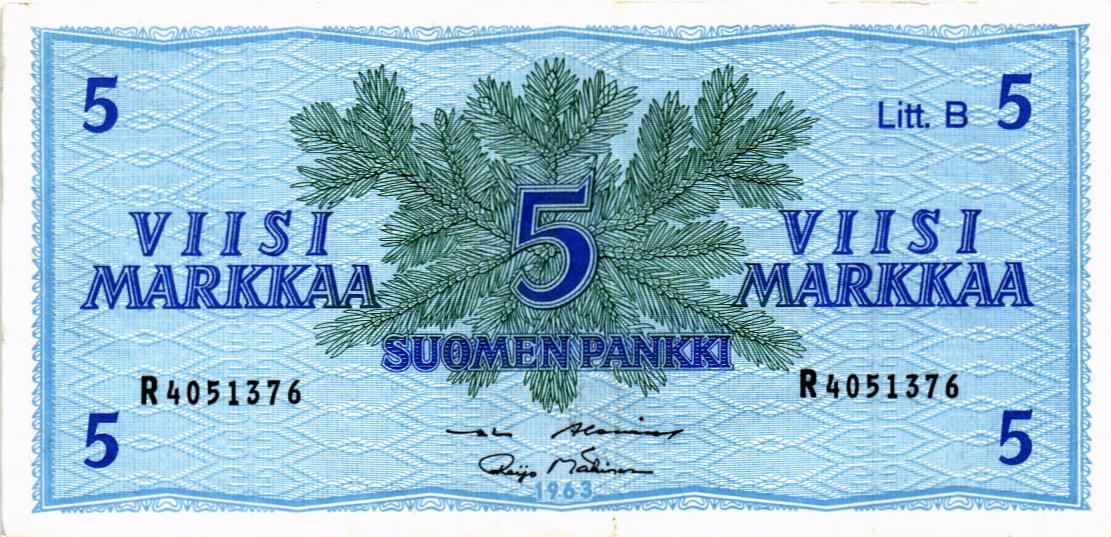 ФИНЛЯНДИЯ 5 МАРОК (Litt. B)