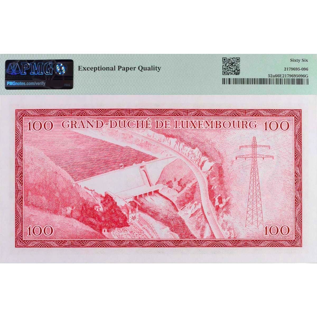 ЛЮКСЕМБУРГ 100 ФРАНКОВ (PMG - GRADE 66) мини 2