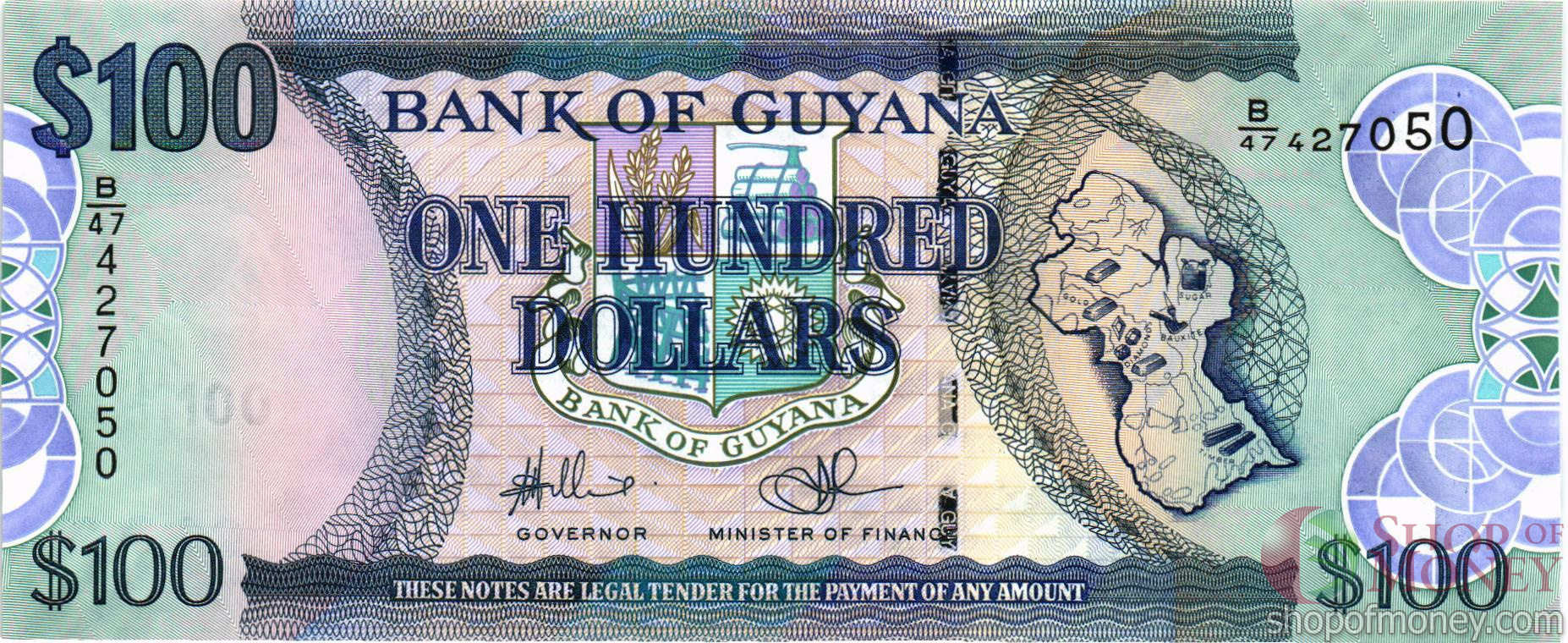 ГАЙАНА 100 ДОЛЛАРОВ