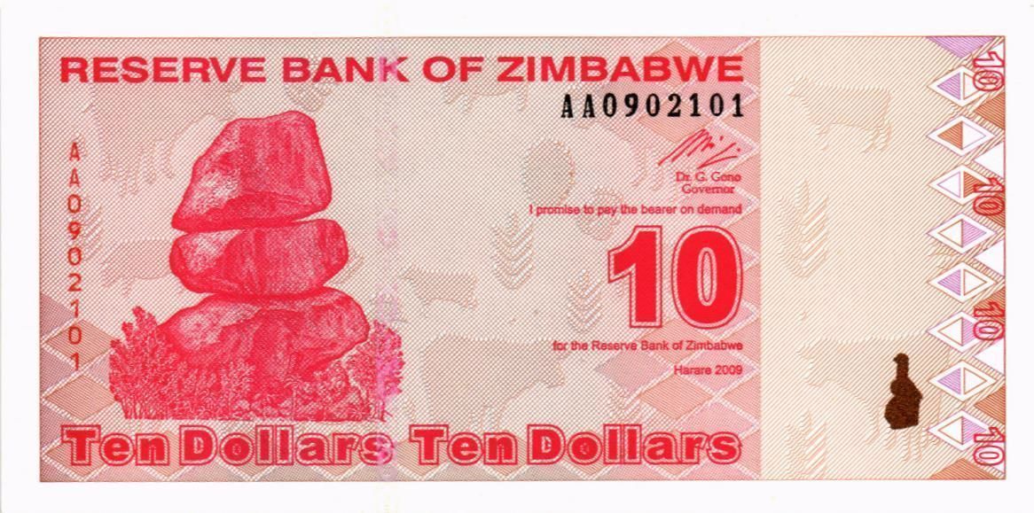 ЗИМБАБВЕ 10 ДОЛЛАРОВ
