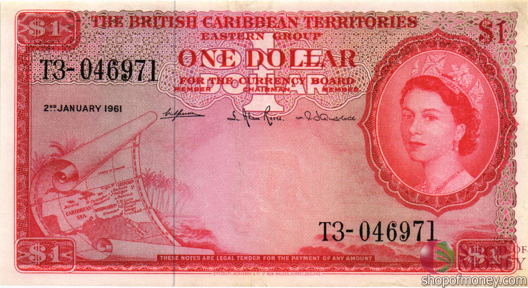 БРИТАНСКИЕ ВОСТОЧНЫЕ КАРИБЫ 1 ДОЛЛАР 