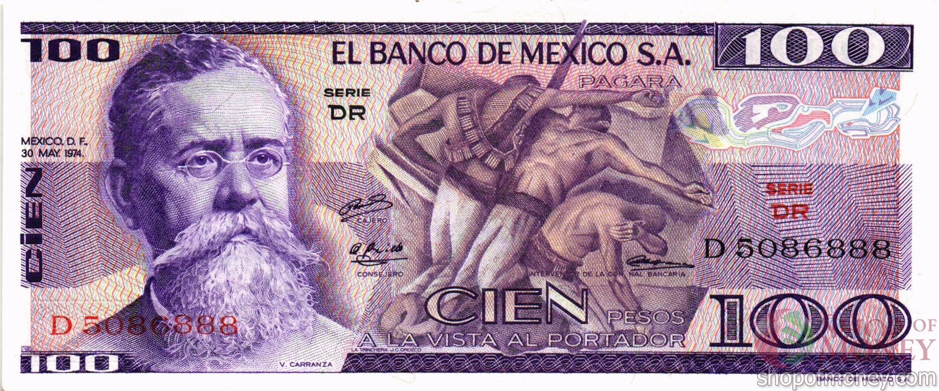 МЕКСИКА 100 ПЕСО (-DR- СЕРИЯ) мини 1