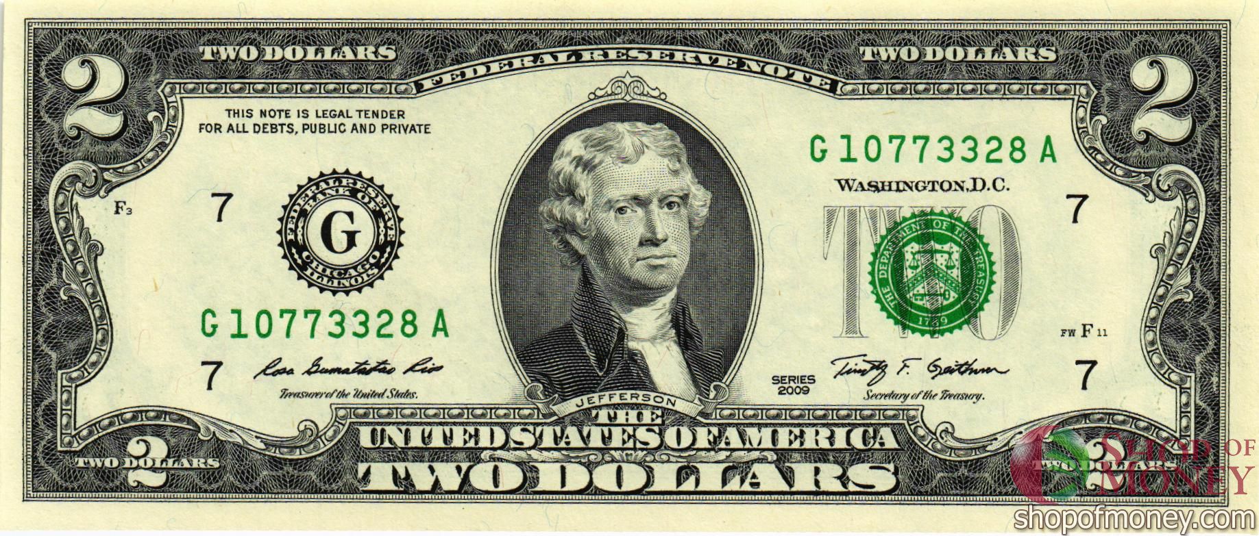 США 2 ДОЛЛАРА (G-Чикаго)