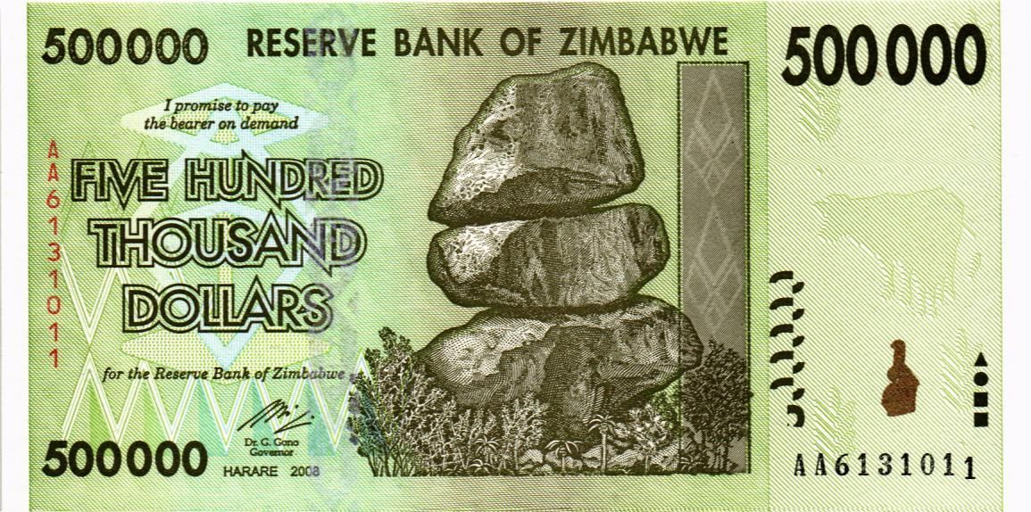 ЗИМБАБВЕ 500000 ДОЛЛАРОВ