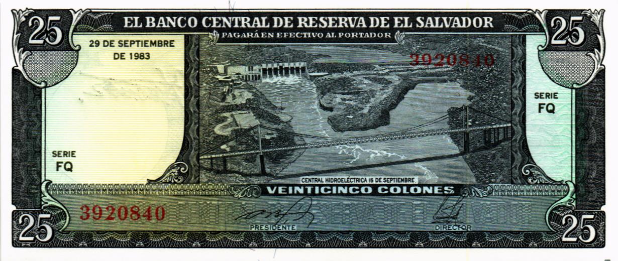 САЛЬВАДОР 25 КОЛОН (29.09.1983)