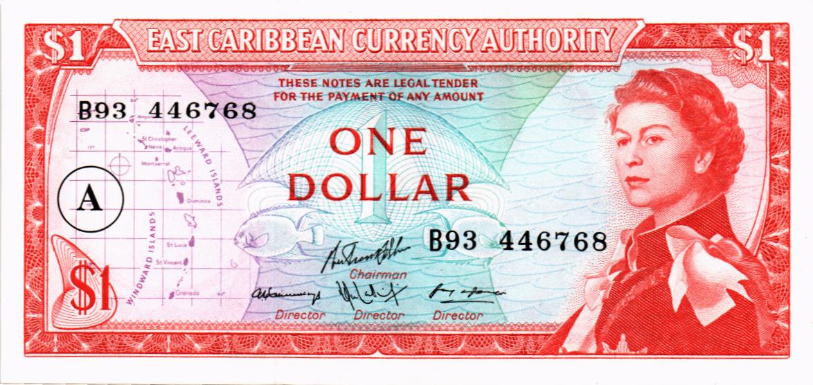 ВОСТОЧНЫЕ КАРИБЫ 1 ДОЛЛАР (А - АНТИГУА)