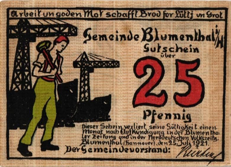 ГЕРМАНИЯ 25 ПФЕННИГОВ (НОТГЕЛЬД)