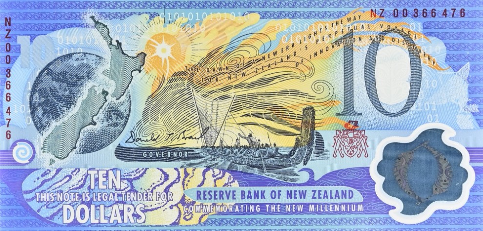 НОВАЯ ЗЕЛАНДИЯ 10 ДОЛЛАРОВ NZ (PMG - GRADE 67) мини 3