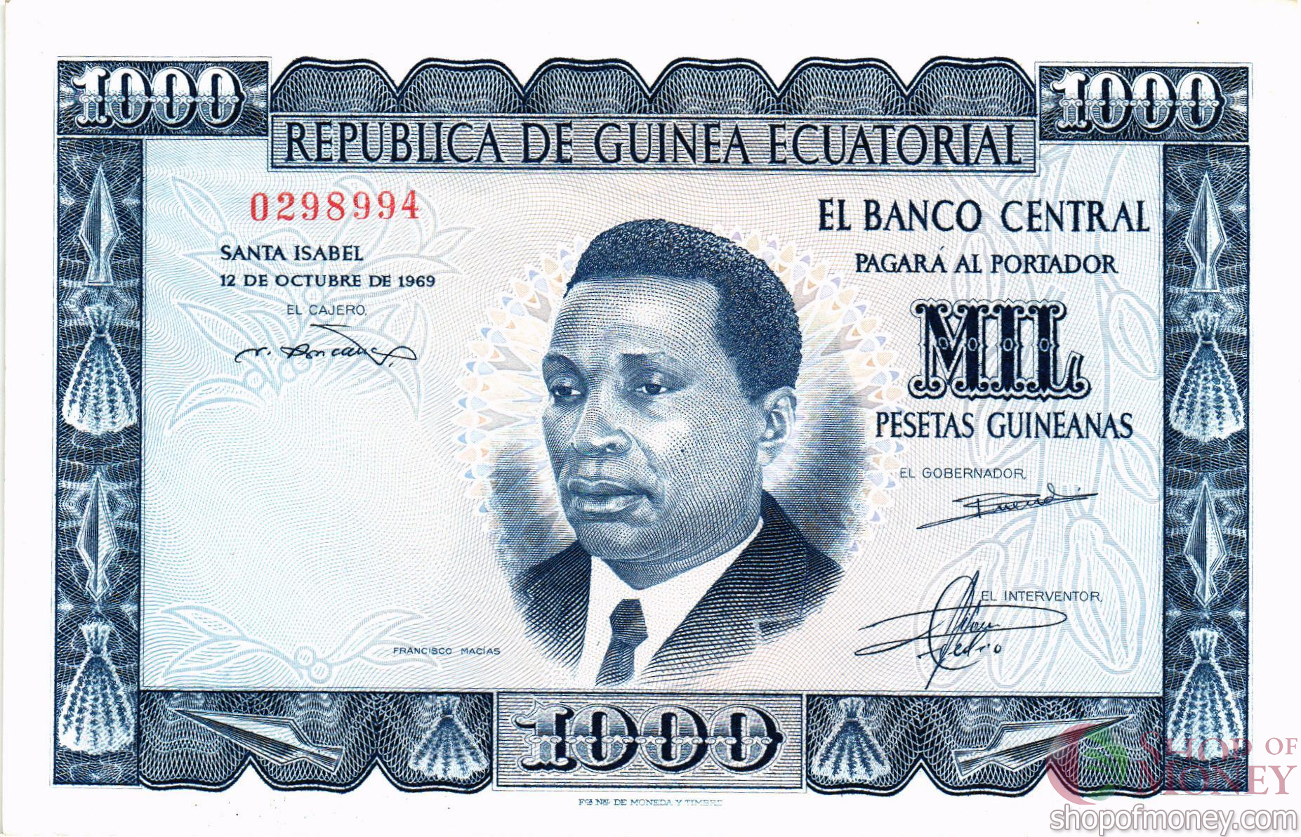 ЭКВАТОРИАЛЬНАЯ ГВИНЕЯ 1000 ПЕСЕТ