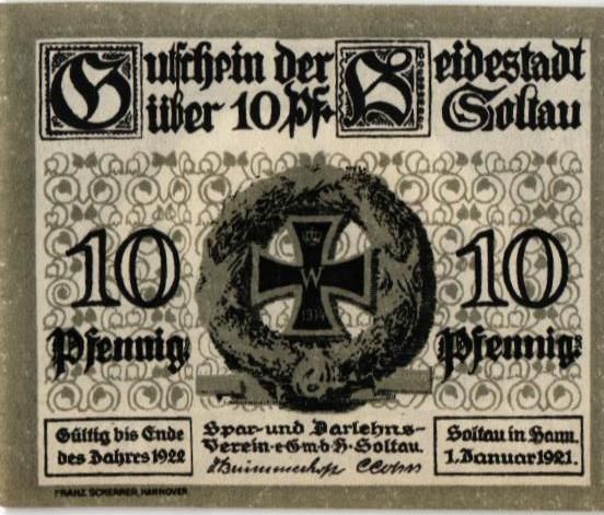 ГЕРМАНИЯ 10 ПФЕННИГОВ (НОТГЕЛЬД)