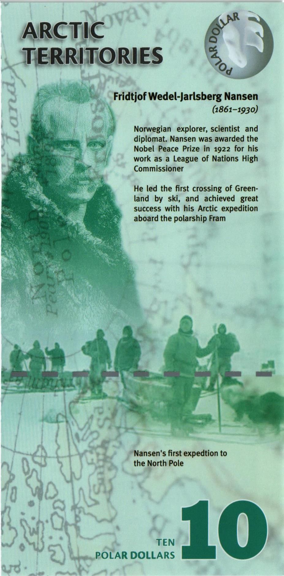 АРКТИЧЕСКИЕ ТЕРРИТОРИИ 10 ДОЛЛАРОВ мини 2