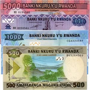 РУАНДА НАБОР 5000-2000-1000-500 ФРАНКОВ 1
