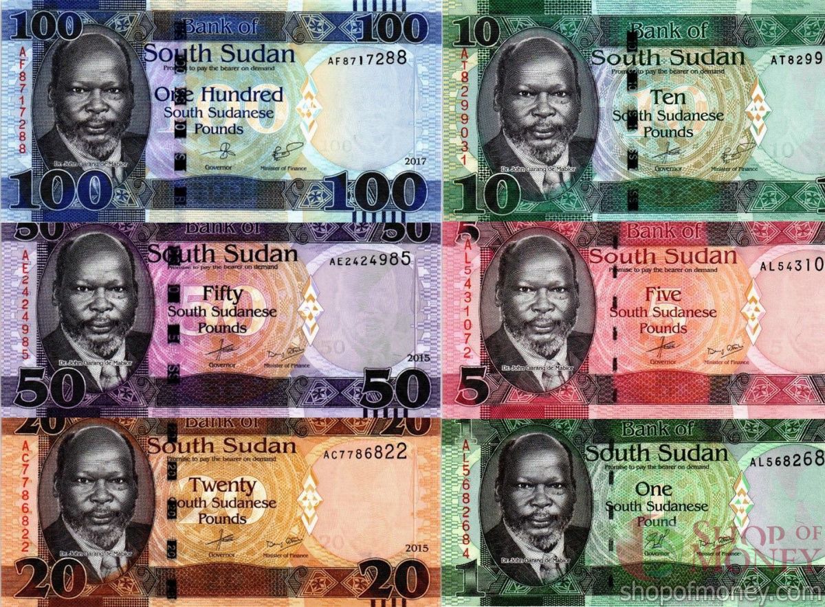 ЮЖНЫЙ СУДАН 1 5 10 20 50 100 ФУНТОВ 1