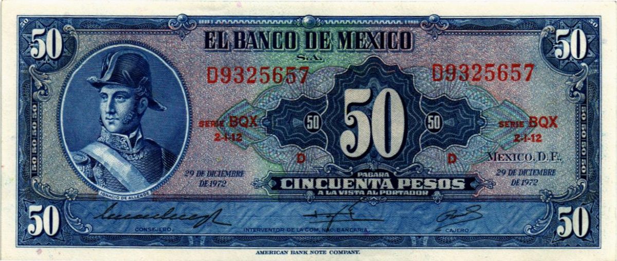 МЕКСИКА 50 ПЕСО (BQX) 1