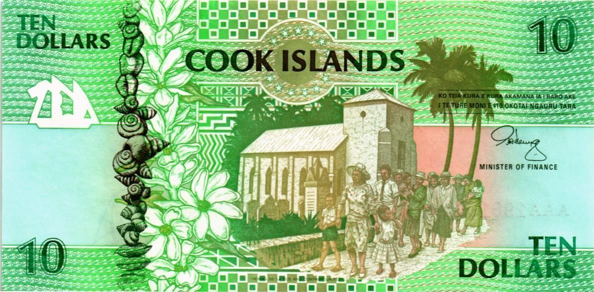 ОСТРОВА КУКА 10 ДОЛЛАРОВ 1