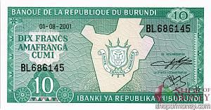 БУРУНДИ 10 ФРАНКОВ 1