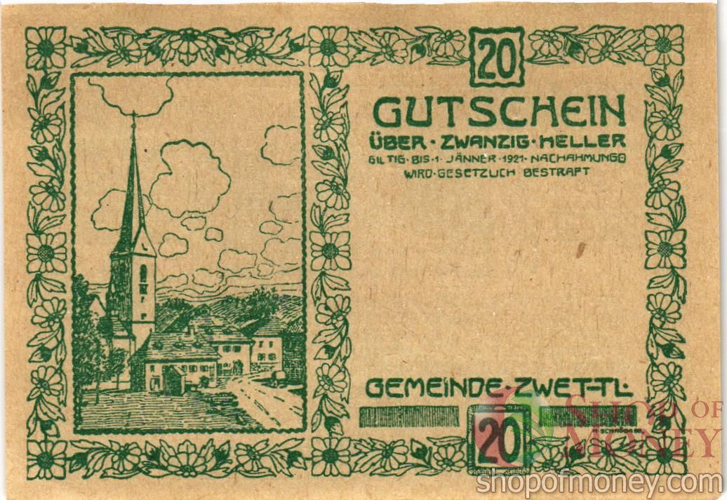 АВСТРИЯ 20 ХЕЛЛЕРОВ (НОТГЕЛЬД) 2