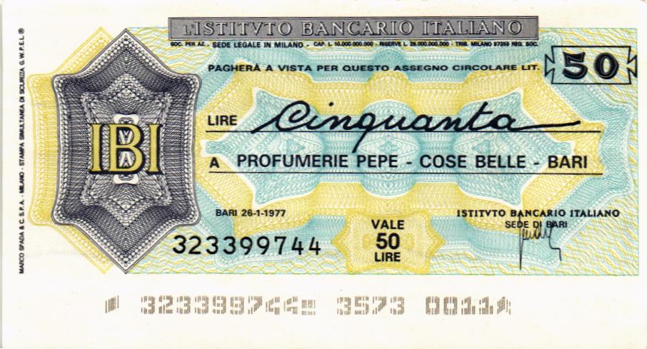 ИТАЛИЯ 50 ЛИР (ЧЕК) 1
