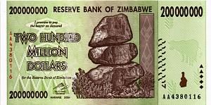 ЗИМБАБВЕ 200000000 ДОЛЛАРОВ (AA) 1