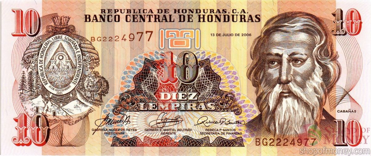 ГОНДУРАС 10 ЛЕМПИР 1