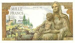 ФРАНЦИЯ 1000 ФРАНКОВ (БОГИНЯ ДЕМЕТРА) - ПРОКОЛ 1
