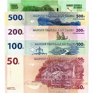 КОНГО ДР НАБОР 1000-500-200-100-50 ФРАНКОВ 2