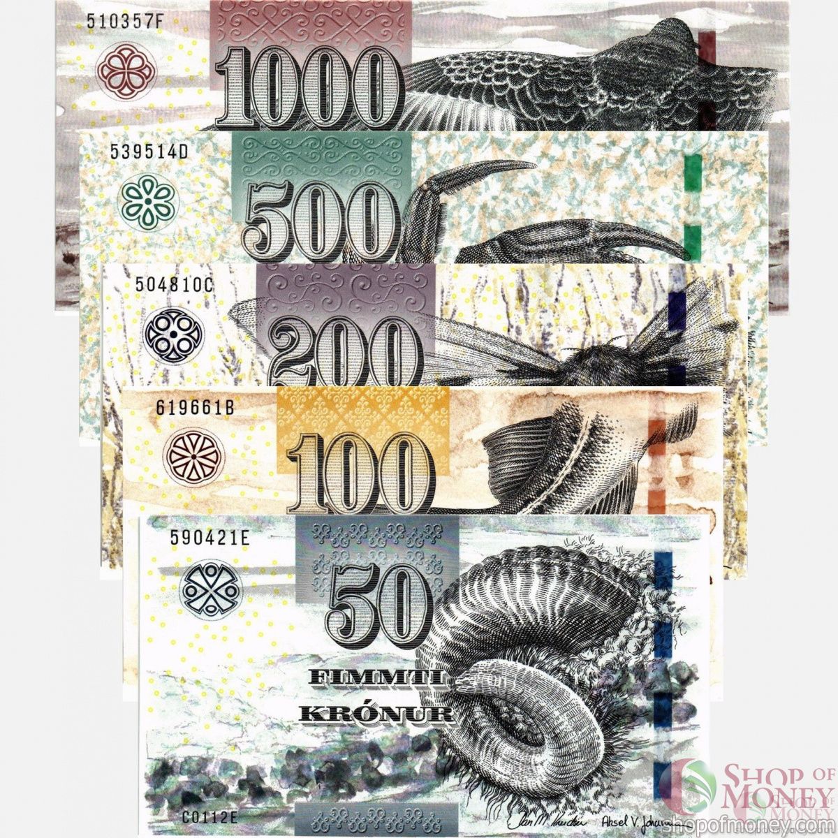 ФАРЕРСКИЕ ОСТРОВА 50 100 200 500 1000 КРОН 1