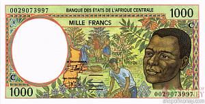 ЦЕНТРАЛЬАЯ АФРИКАНСКАЯ РЕСПУБЛИКА (-С-КОНГО) 1000 ФРАНКОВ 1