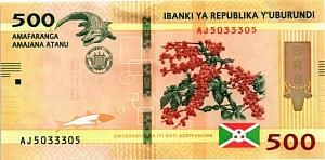 БУРУНДИ 500 ФРАНКОВ #AJ5033305 1